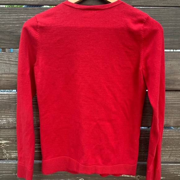 Red cardigan with jeweled buttons - Picture 4 of 5